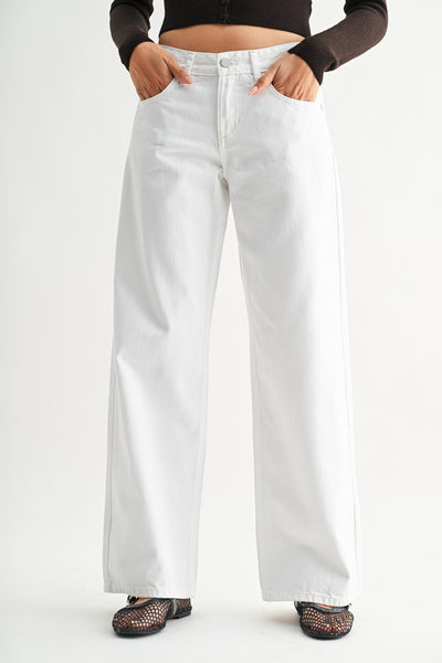 Just Black Denim- Baggy Wide Leg Jean- *DP801N- White