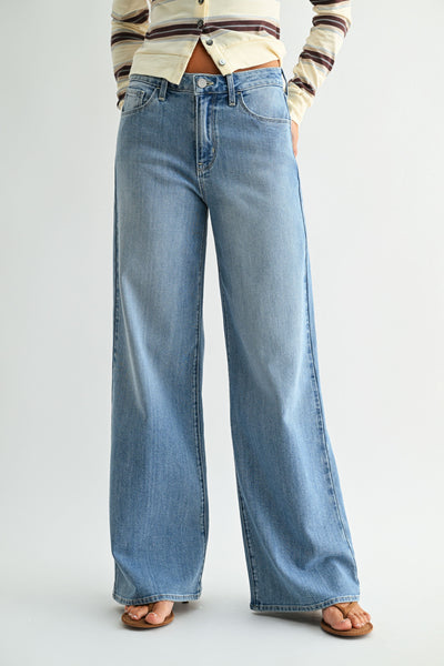 Just Black Denim- Lightweight Stretchy Wide Leg- Light Denim *BP488J