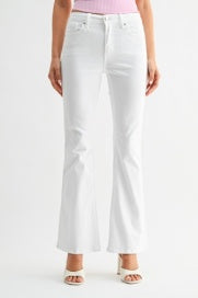 Just Black Denim- Mid Rise Flare Jean- White