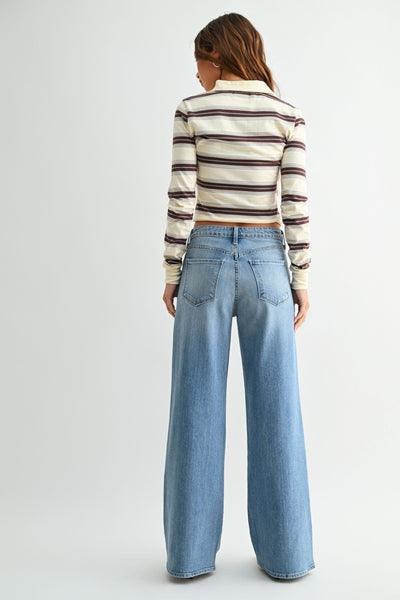 Just Black Denim- Lightweight Stretchy Wide Leg- Light Denim *BP488J
