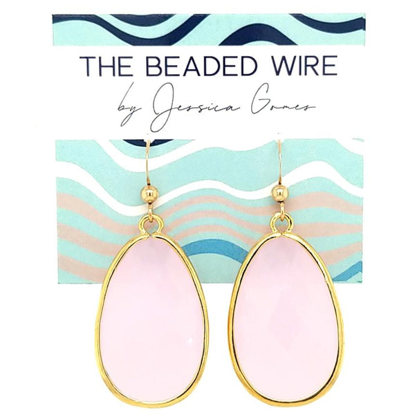 #AAFTXL19G- Bold Framed Teardrops- Pink Opal Gold
