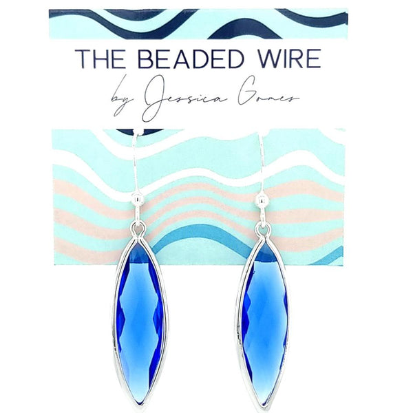 #AFTN15- Framed Navette Drop- Sapphire Silver