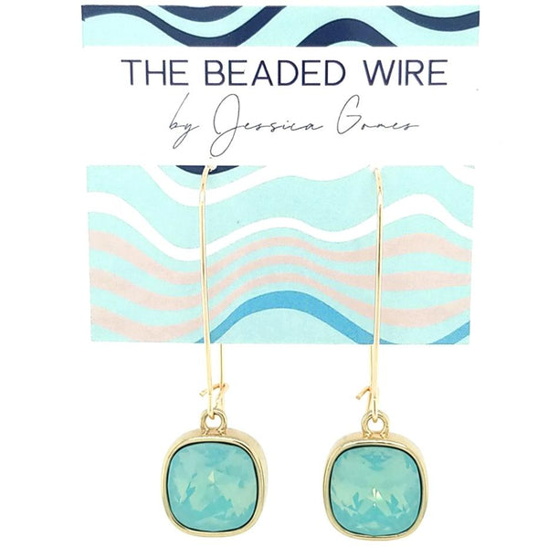 #CD13KG- Cushion Cut Long Drops- Pacific Opal Gold