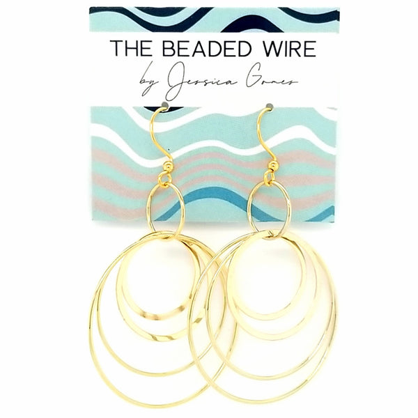 #MM49997- Ring Drop Hoops- Gold