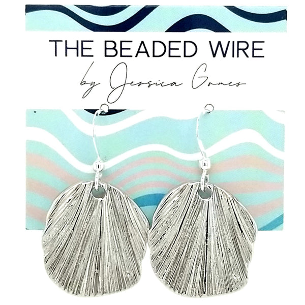 #MMS1- Textured Shell Earrings- Silver