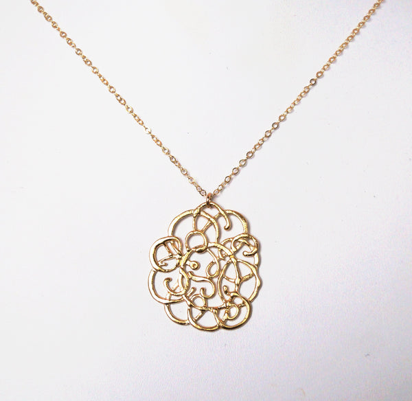 #MM30N-Ornate Flower Necklace- Gold