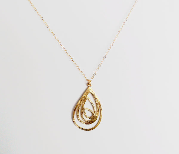 #MM13N- Abstract Teardrop Necklace- Gold
