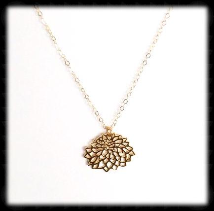 #MM39N-Petite Chrysanthemum Necklace- Gold