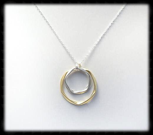 #MM291N- Twisted Ring Necklace- Gold Silver