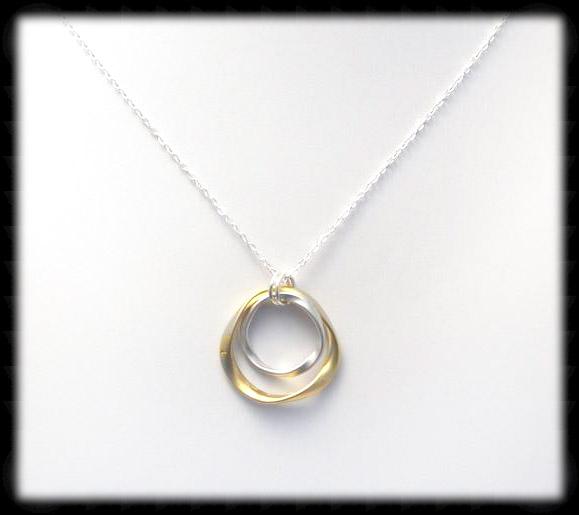 #MM14GSN- Hammered Ring Necklace- Gold Silver