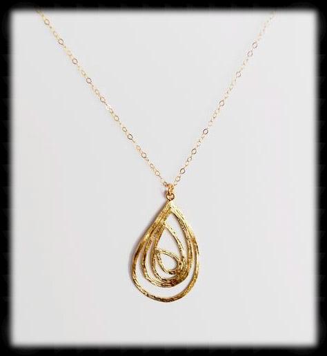 #MM13N- Abstract Teardrop Necklace- Gold