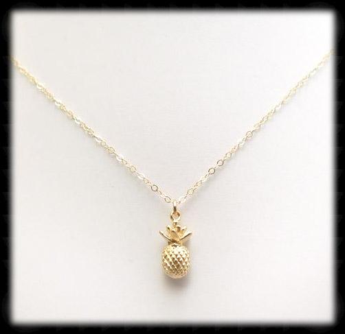 #MM49975N-Pineapple Necklace- Gold