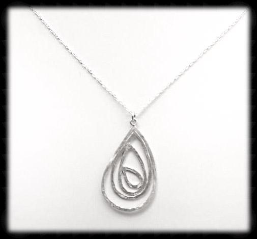 #MM511N- Abstract Teardrop Necklace- Silver