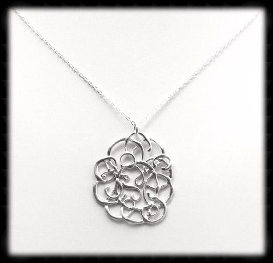 #MM66N- Ornate Flower Necklace- Silver