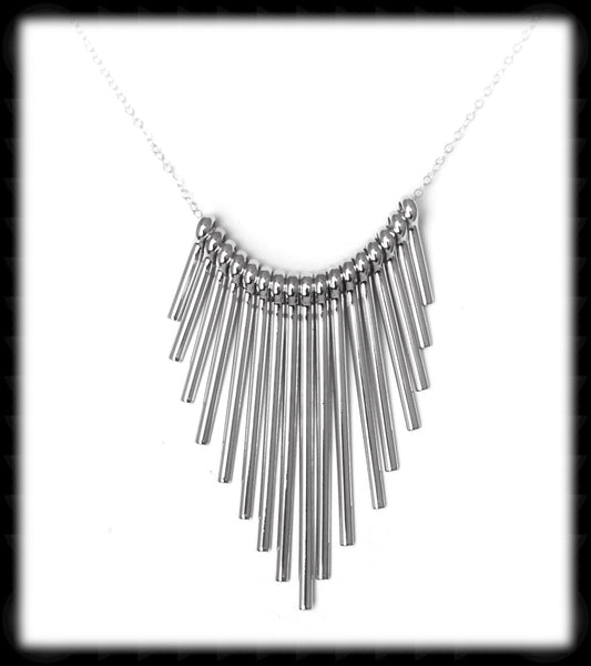 #MM8N-Fan Necklace- Silver