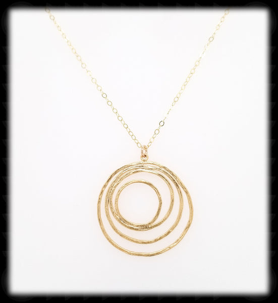 #MM49971N-Abstract Round Necklace- Gold