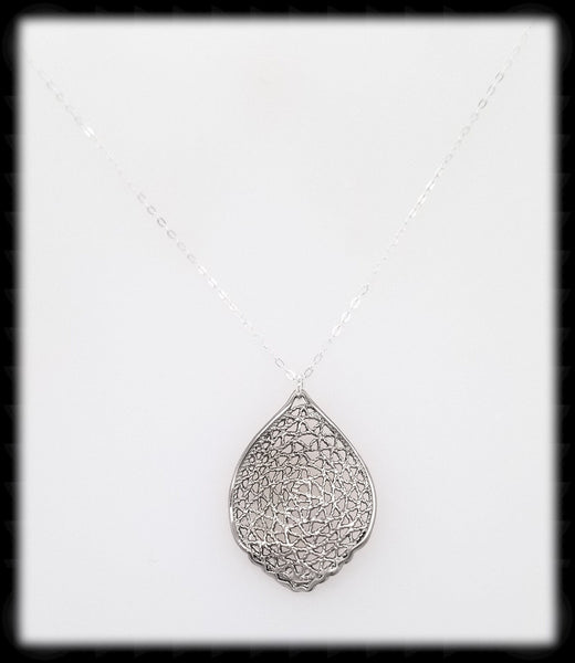#MM991N- Mesh Leaf Necklace- Silver