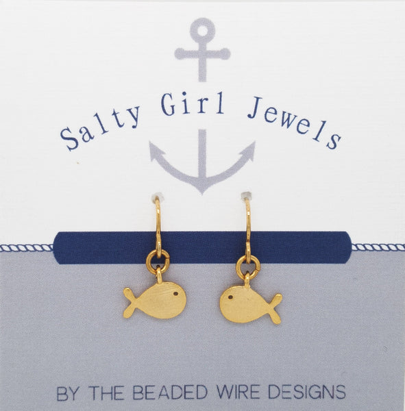 #SG3G-Petite Whale Drop Earrings- Matte Gold