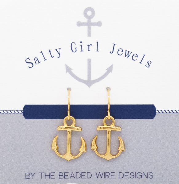 #SG33G- Petite Anchor Drop Earrings- Gold