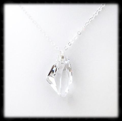 #ACRN11- Bold Crystal Long Necklace- Crystal Clear