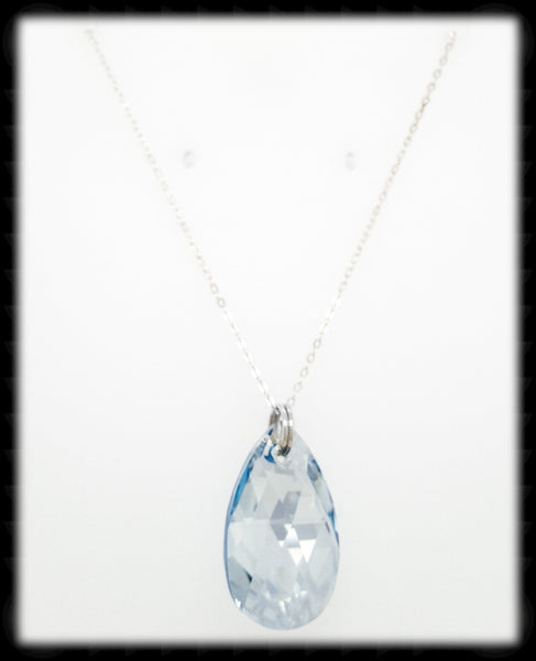 #CR223N-Princess Crystal Chain Necklace-Blue Shade