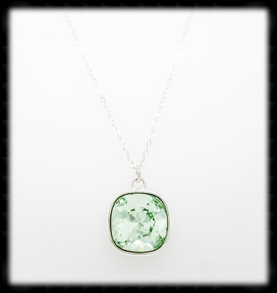 #CD40N- Cushion Cut Necklace- Chrysolite Silver