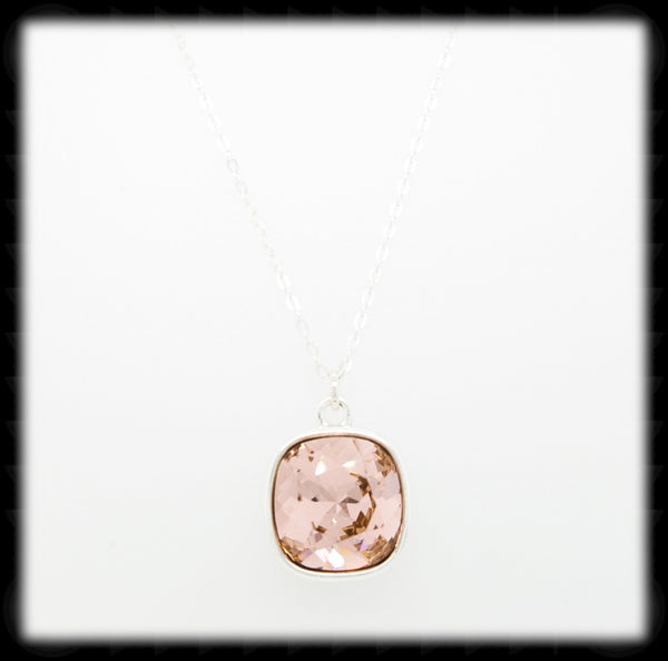 #CD5N- Cushion Cut Necklace- Vintage Rose Silver