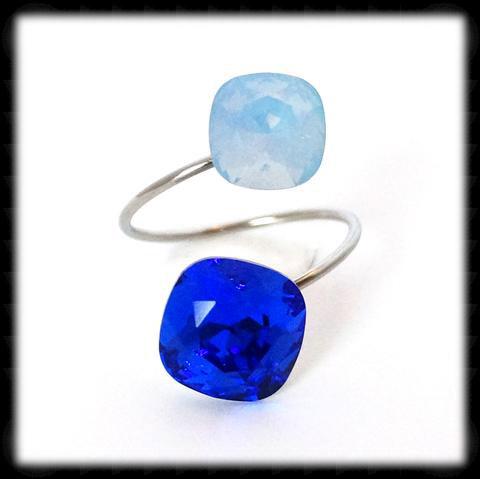 #R9963- Sparkling 2 Tone Ring- Majestic Air Blue