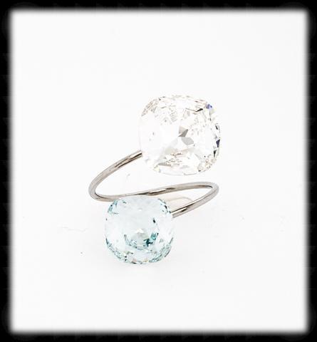 #R99301- Sparkling 2 Tone Ring- Clear Azore