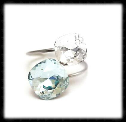 #R993- Sparkling 2 Tone Ring- Azore Clear