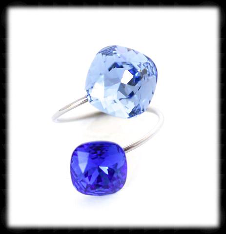 #R99991- Sparkling 2 Tone Ring- Light Sapphire Majestic