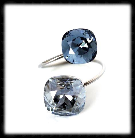 #R99994- Sparkling 2 Tone Ring- Blue Shade Denim