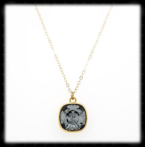 #CD34NG- Cushion Cut Necklace- Silver Night Gold