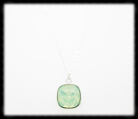 #CD16N- Cushion Cut Necklace- Chrysolite Opal Silver