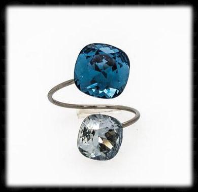 #R99995- Sparkling 2 Tone Ring- Denim Blue Shade
