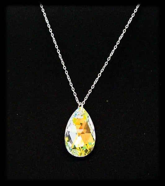 #CR20N-Princess Crystal Chain Necklace-Ab Silver