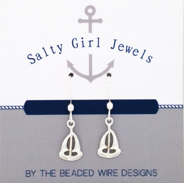 #SG64- Petite Sailboat Earrings- Silver