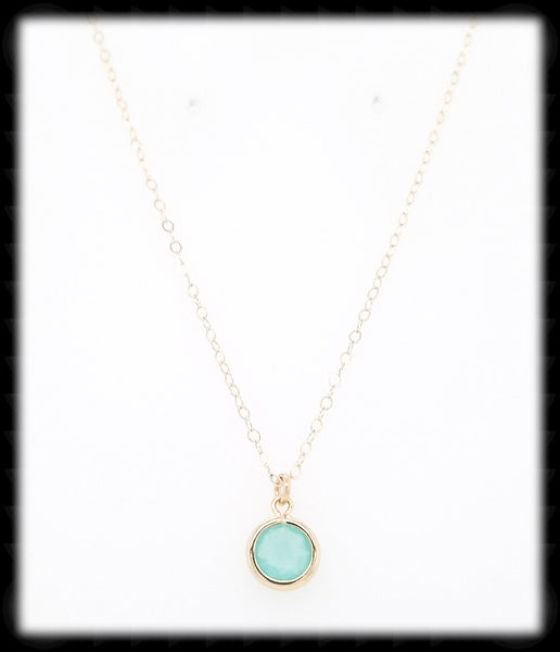 #MCH22GN- Petite Framed Glass Necklace- Mint Gold