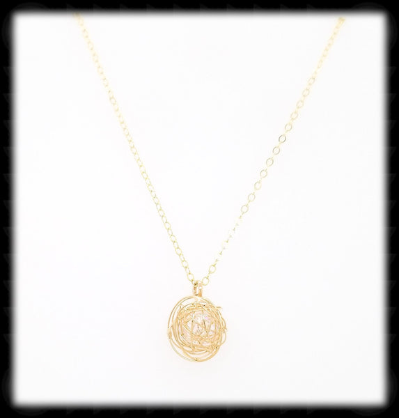 #MM49974N-Crystal Nest Necklace- Gold