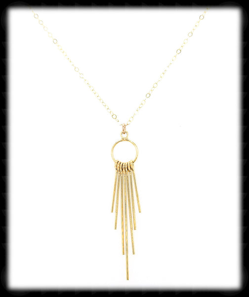 #MM497N- Fringe Drop Necklace- Gold