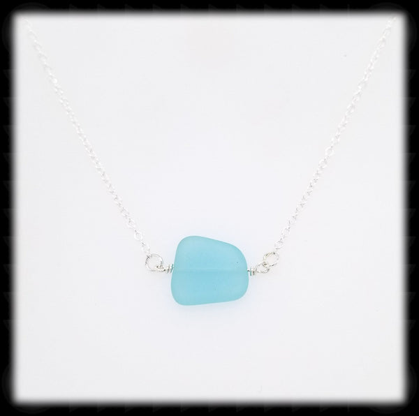 #SGLN12- Sea Glass Necklace- Aqua Blue