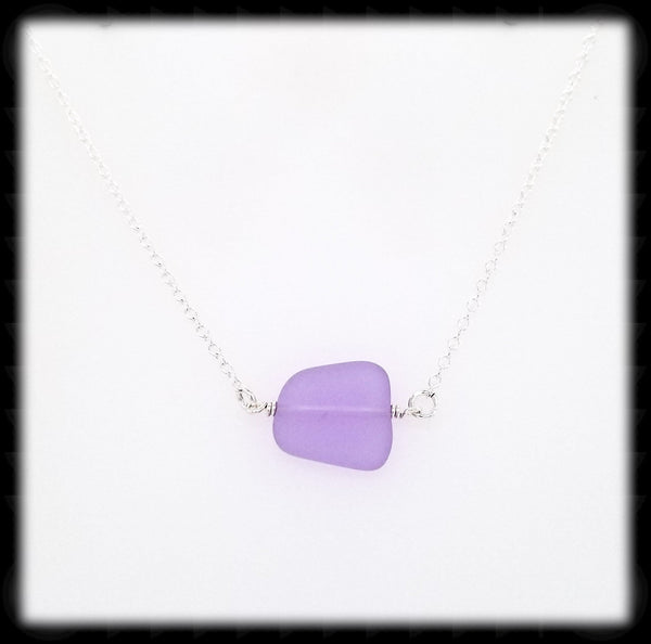 #SGLN14- Sea Glass Necklace- Purple
