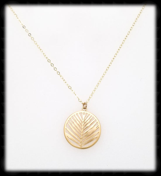 #MM49961N-Leaf Hoop Necklace- Gold