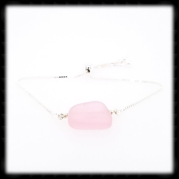 #SGB76- Sea Glass Adjustable Bracelet- Pink
