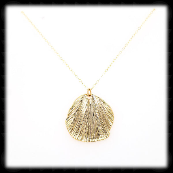#MMS1GN- Textured Shell Necklace- Gold