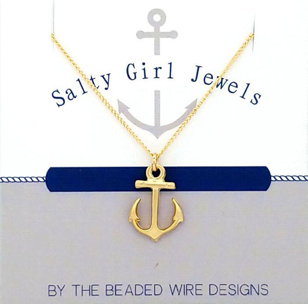 #SG33GN-Petite Anchor Drop Necklace- Gold