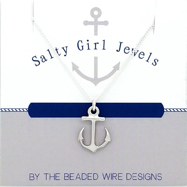 #SG33N-Petite Anchor Drop Necklace- Silver