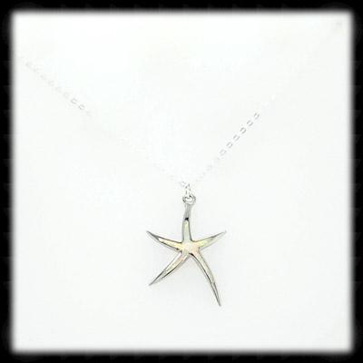 #A15N- Sparkling White Opal Starfish Necklace