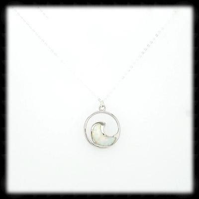 #A13- Sparkling White Opal Wave Necklace