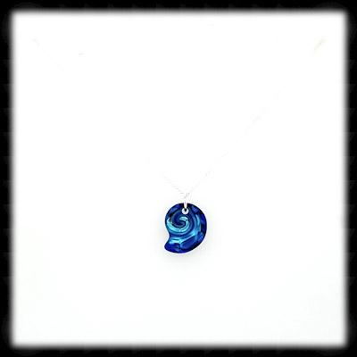 #CRN06P- Crystal Nautilus Necklace- Bermuda Blue Mini